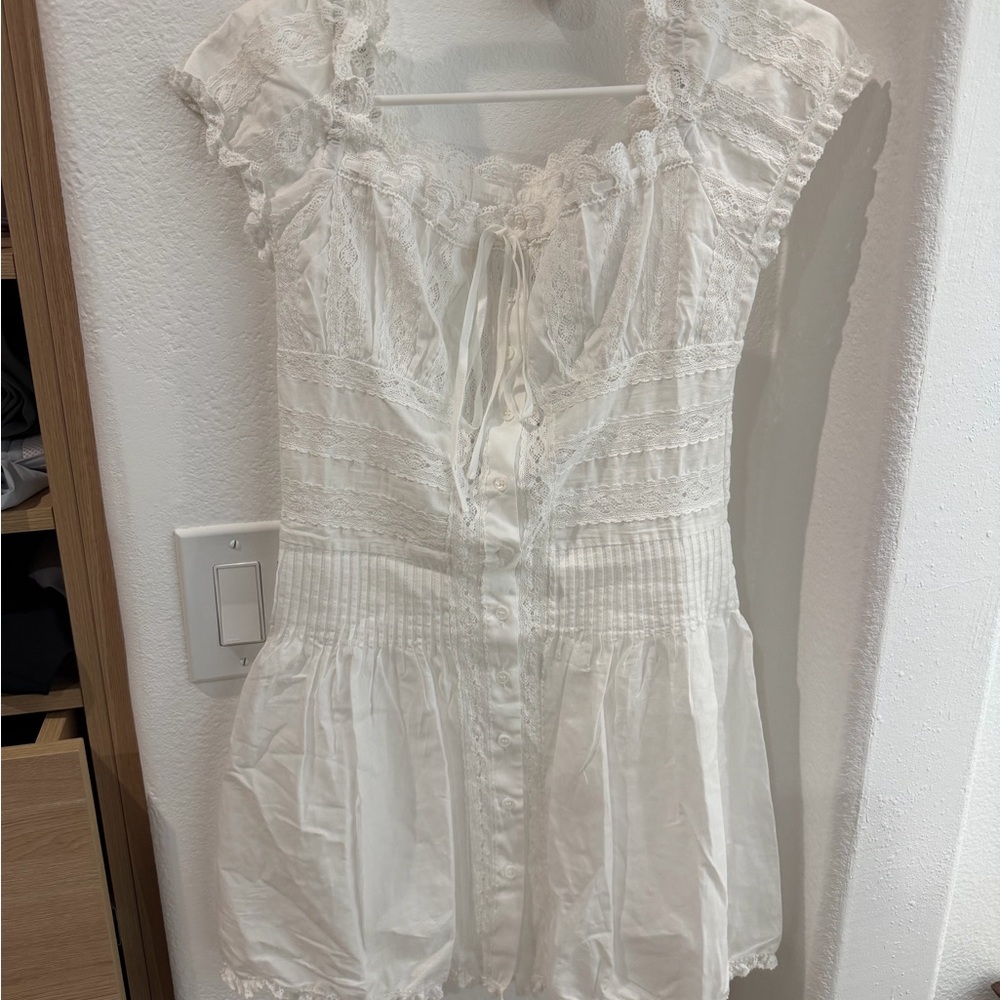 With Jean White Off-Shoulder Lace Mini Dress XS - Picture 6 of 11
